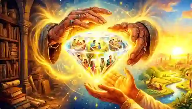 भारतीय परंपरा में बड़ों का आदर और जिम्मेदारी निभाते हुए एक युवा। (A young man showing respect and responsibility towards elders in Indian tradition.)